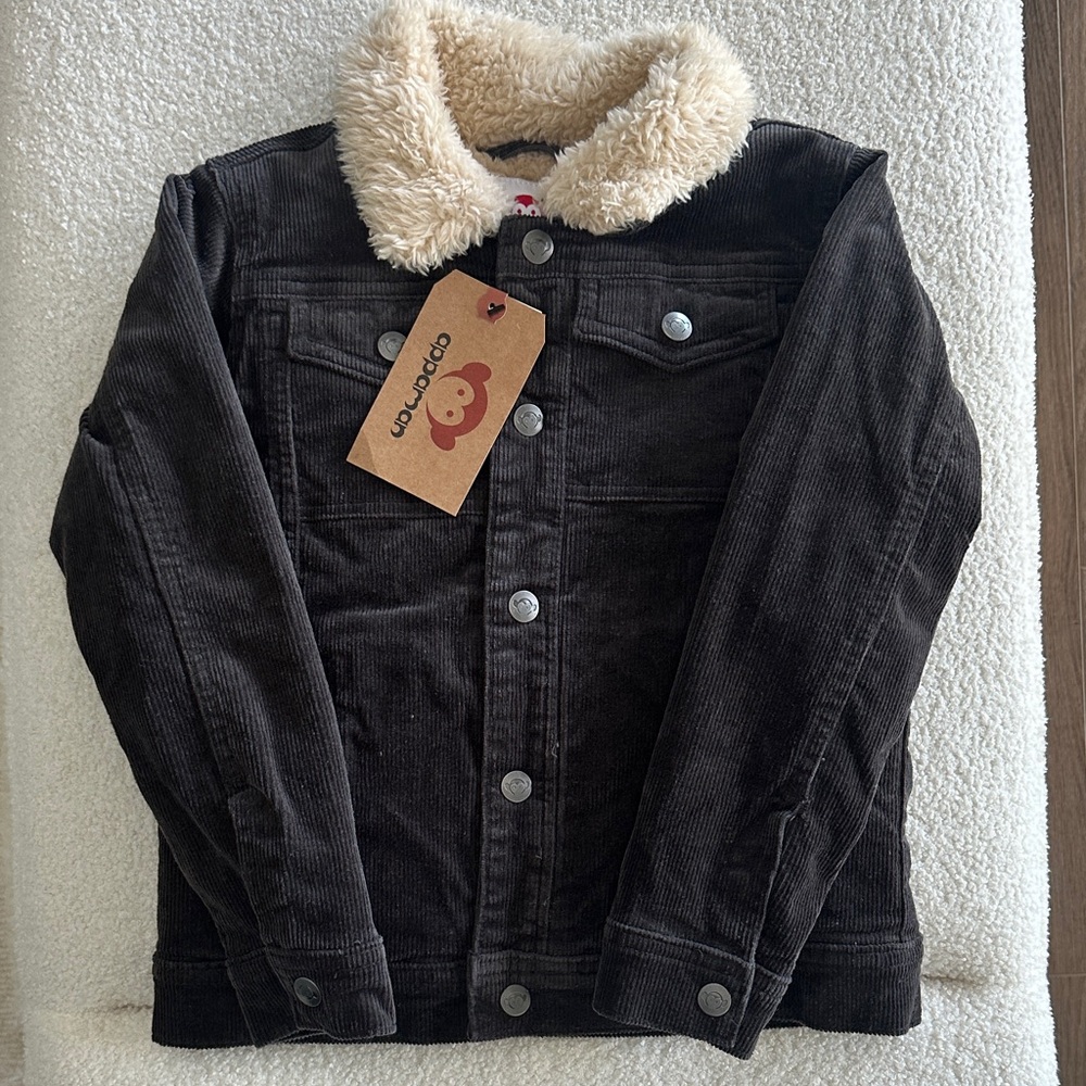 Appaman Black Corduroy Jacket with Cream Faux Lining & Collar